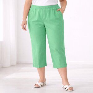 Alfred Dunner Plus Size 18W Green Cotton Blend Capri Pants with Pockets